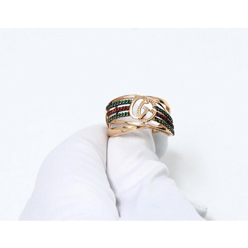 фото Кольцо diamant online, золото, 585 проба, фианит, размер 19, бирюзовый