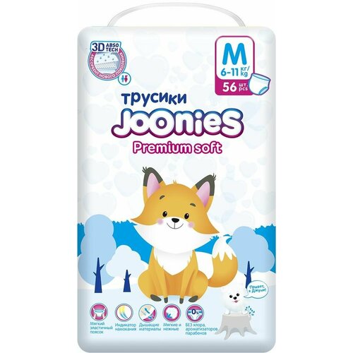 фото Подгузники-трусики joonies premium soft размер m 6-11кг 56шт х 2шт