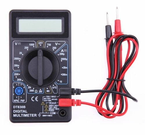 Мультиметр цифровой DT-830B тестер электирический для измерения напряжения, силы тока, сопротивления — фото 1