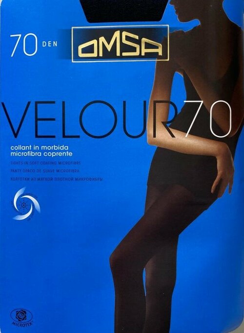 Колготки  Omsa Velour, 70 den, размер 3, черный