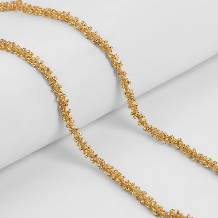 Арт Узор Тесьма декоративная с бисером, 6 мм, 2,7 ± 0,5 м, цвет золотой