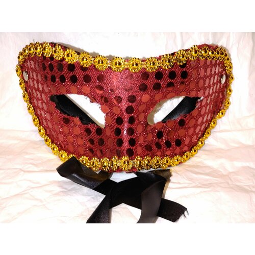 фото Карнавальная венецианская маска с кружевами . красная с золотом. нет бренда