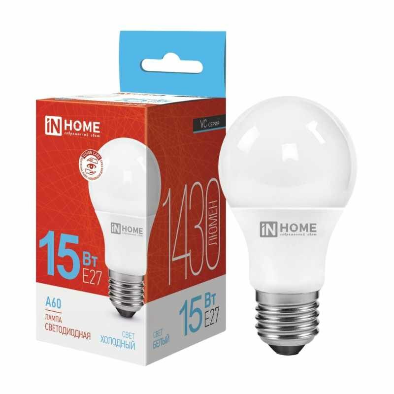 Упаковка ламп INHOME LED-A60-VC, 15Вт, 1350lm, 30000ч, 6500К, E27, 10 шт. - фото №11