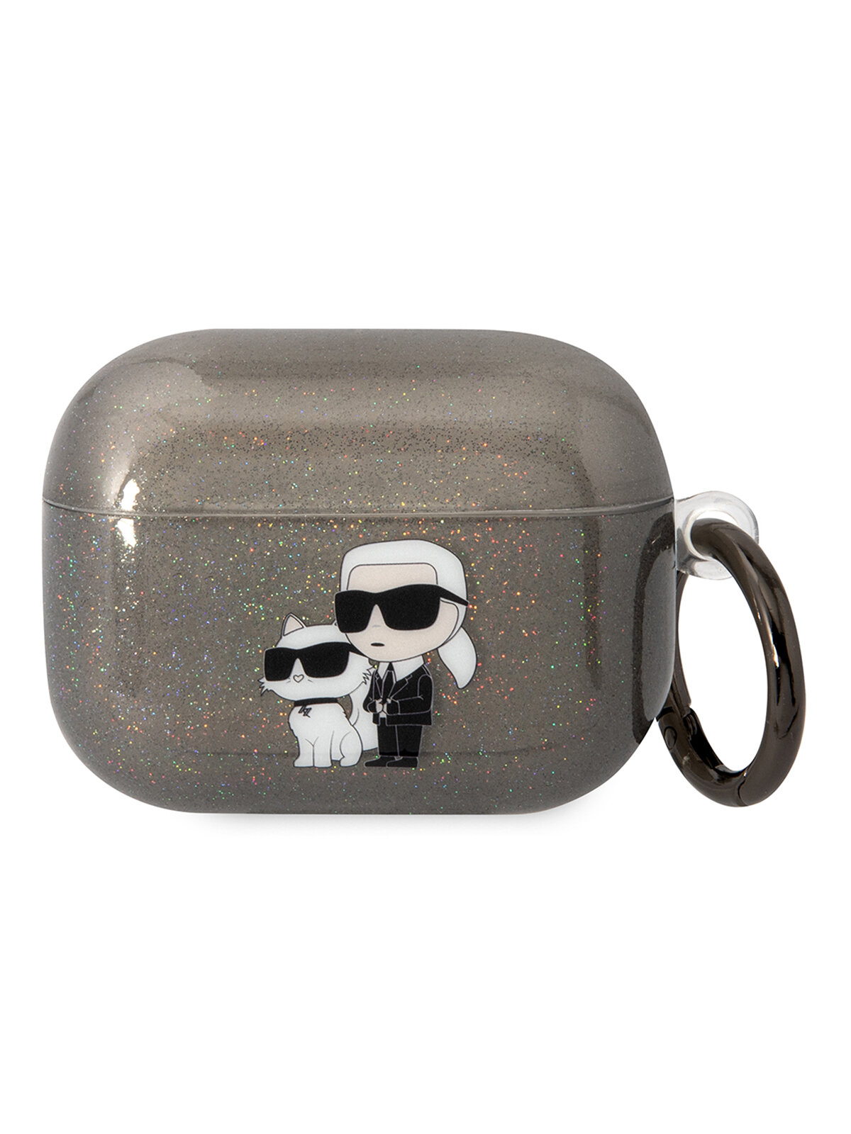 Lagerfeld для Airpods Pro чехол TPU Glitters with ring NFT Karl & Choupette Black