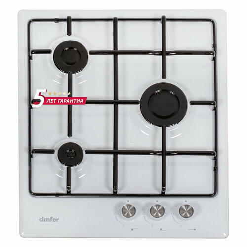 Газовая варочная панель Simfer H45V30W470 эмалированные решетки автоподжиг белая 1056100₽