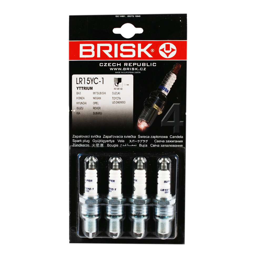 Комплект свечей зажигания Brisk LR15YC-1 ВАЗ 2108-2115 Лада Калина Приора Гранта 8 кл ДВС (4 )