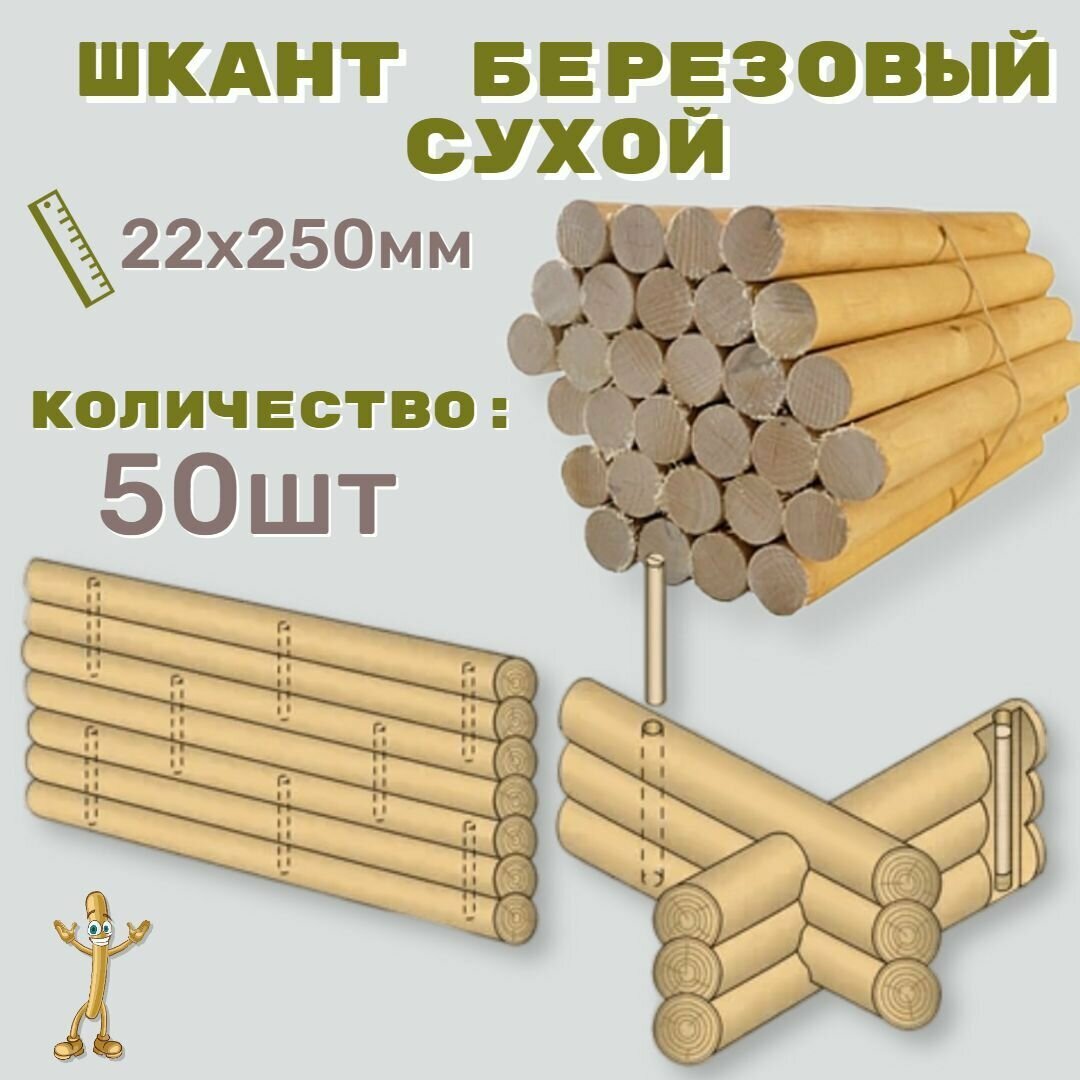 фото Нагель шкант березовый строительный 22х250 50шт.