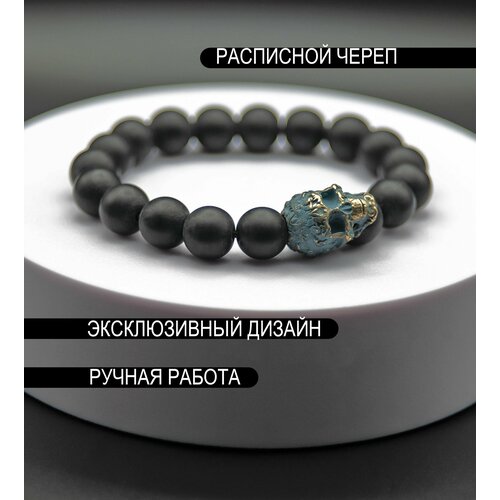 фото Браслет, металл, шунгит, 1 шт., зеленый нет бренда