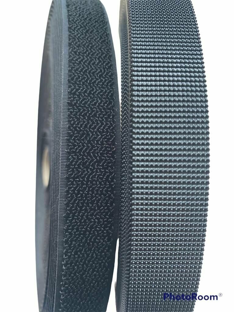 Контактная лента липучка самоклеящаяся комплект петля+крючок цвет черный 20*1000мм