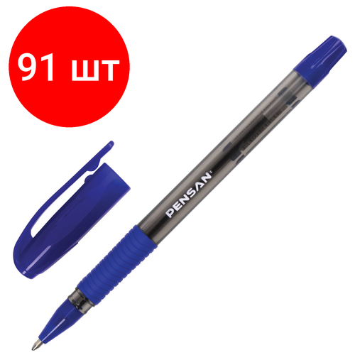 Комплект 91 шт, Ручка шариковая масляная с грипом PENSAN Sign-Up, синяя, 1 мм, линия письма 0.8 мм, 2410/12