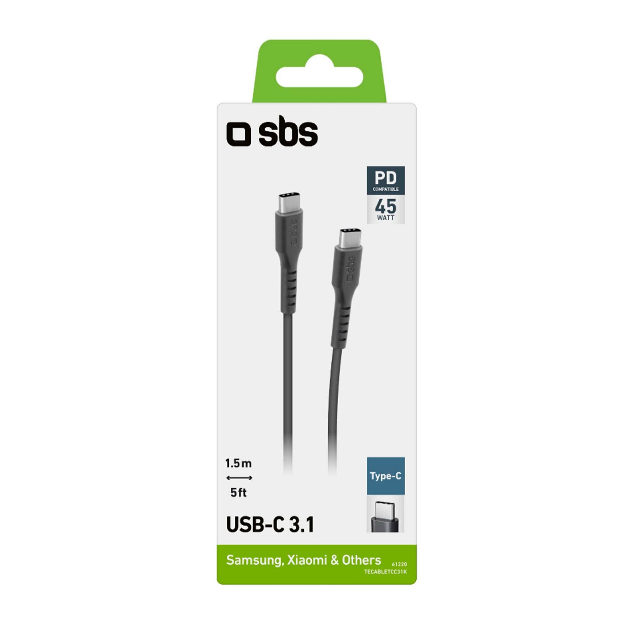 SBS USB-C — USB-C, USB-C 3.1, 1,5m black usb кабель type-c/type-c