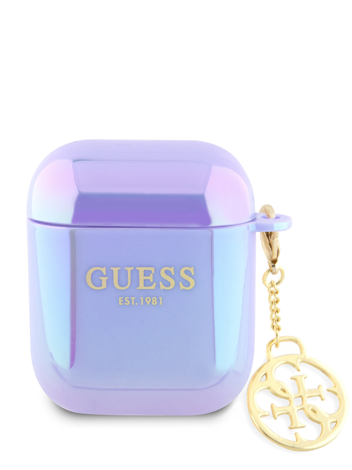 Guess для Airpods 1/2 чехол PC/TPU with 4G Charm Iridescent Purple