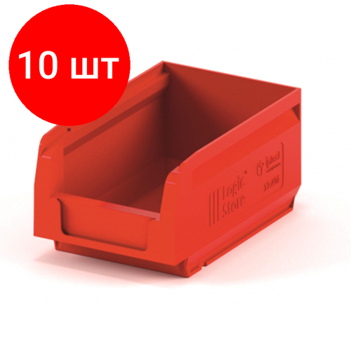 Комплект 10 штук, Лоток для склада logic store 165х100х75 красный (12.401)