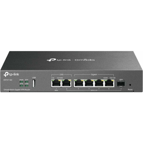 TP-Link ER707-M2 VPN-маршрутизатор Omada с мультигигабитными портами1 x RJ45 WAN 25 Гбитс 1 x RJ45 WANLAN 25 Гбитс 1 x SFP WANLAN 4 гиг пор 29514₽