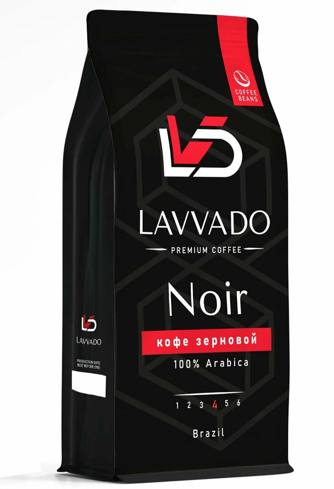 Кофе в зернах Lavvado Noir 1 кг. Средняя обжарка. Для кофемашины. 100 % Арабика