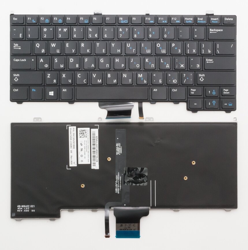 Клавиатура для Dell Latitude E7440, Русская, черная с подсветкой