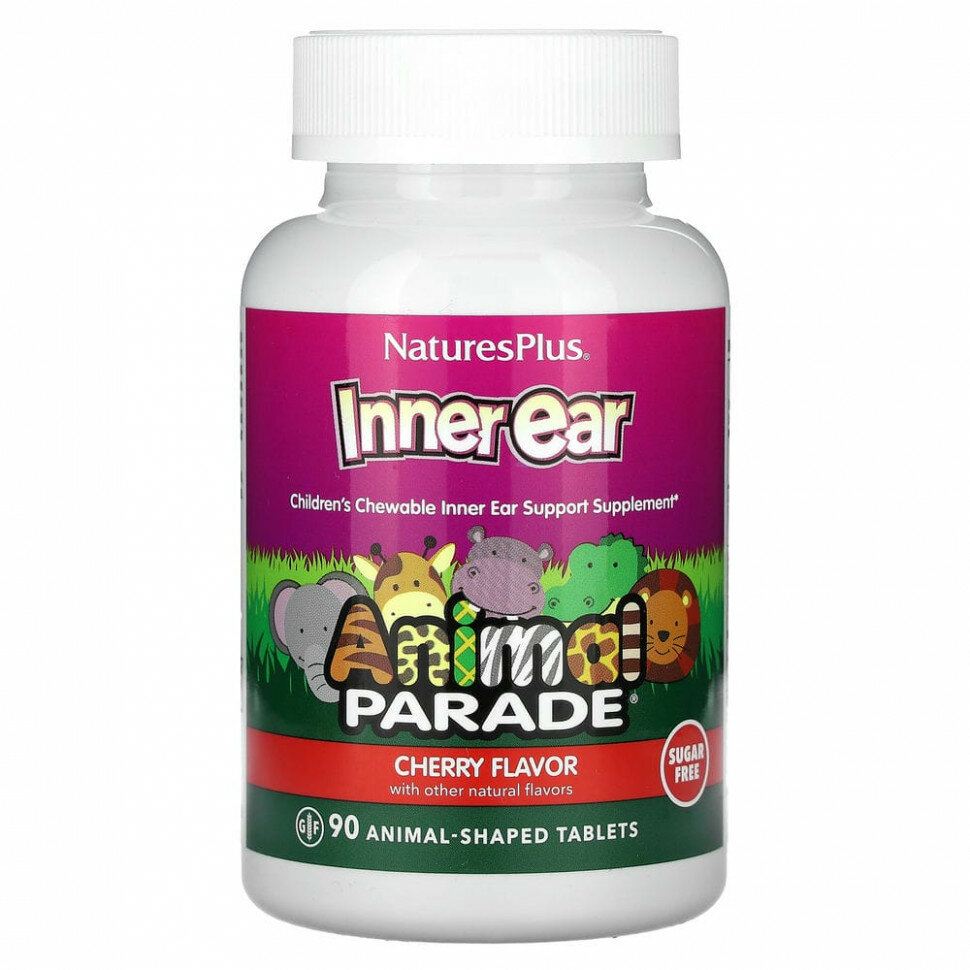 Source of Life, Animal Parade, Children's Chewable Inner Ear Support, NaturesPlus, Natural Cherry, 90 Animal-Shaped Tablets