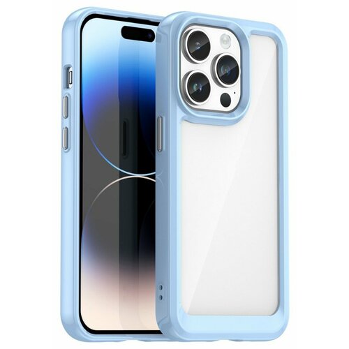 Накладка пластиковая для iPhone 15 Pro Max с силиконовой окантовкой голубая накладка пластиковая для iphone 15 plus с силиконовой окантовкой голубая