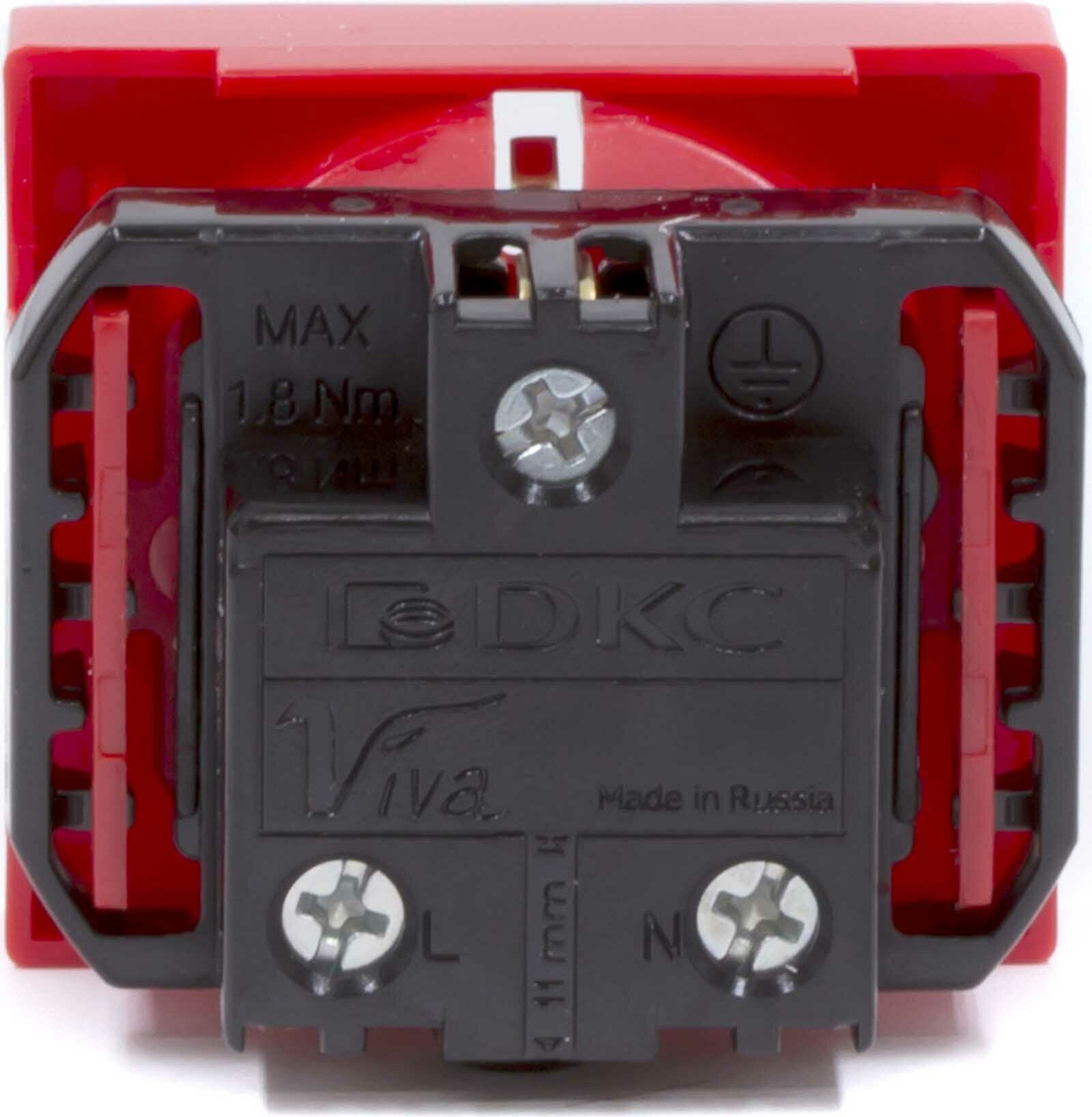Розетка электрическая с заземлением ДКС Viva со шторками (Красный)