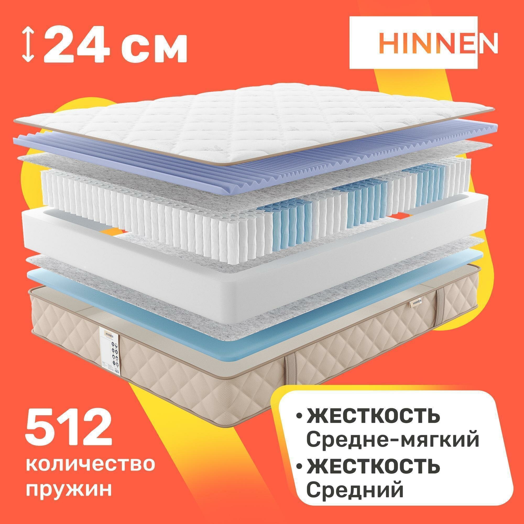 Матрас с независимыми пружинами Hinnen Deba 90x200