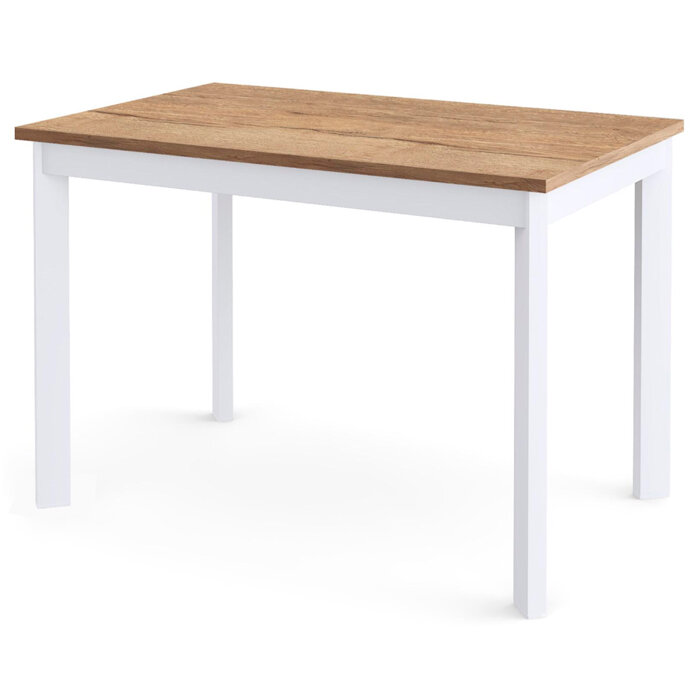 фото Стол обеденный Dikline L110 Дуб Галифакс натуральный (ЛДСП EGGER)/Опоры белый