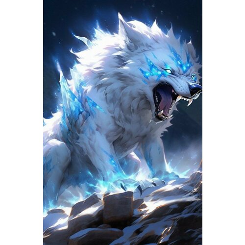 Алмазная мозаика 40x50 см на холсте с подрамником. Сказочный белый волк