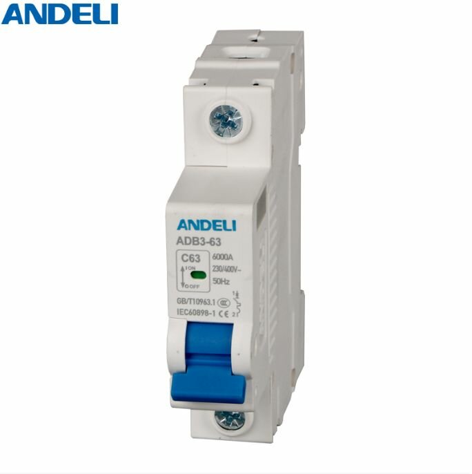 Автоматический выключатель ADB3-63/1P 16A 6kA х-ка C (ANDELI)