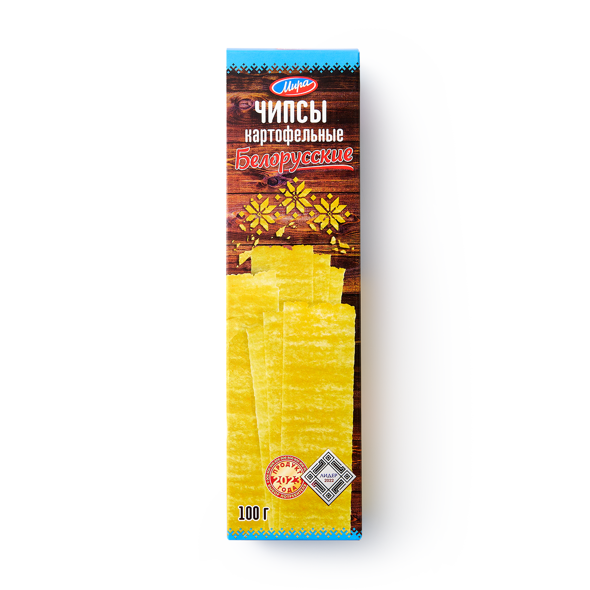 Чипсы Мира "Белорусские", картофельные, 100 г, упаковка коробка, 1 шт