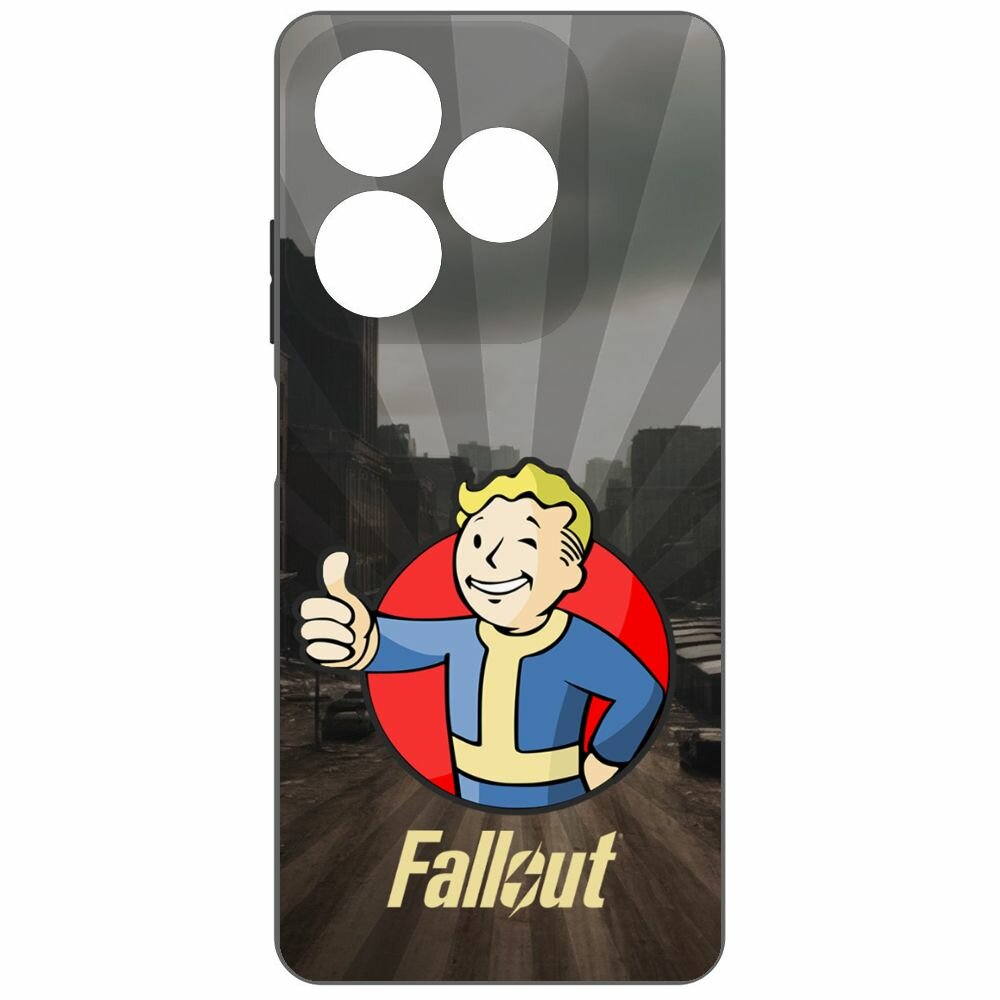 Чехол-накладка Krutoff Soft Case Фоллаут (Fallout) - Волт-бой для ITEL P55 черный