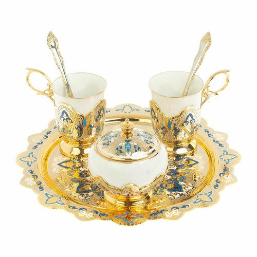 Чайный набор Кубачинские узоры с синей эмалью Златоуст 127677 98100₽