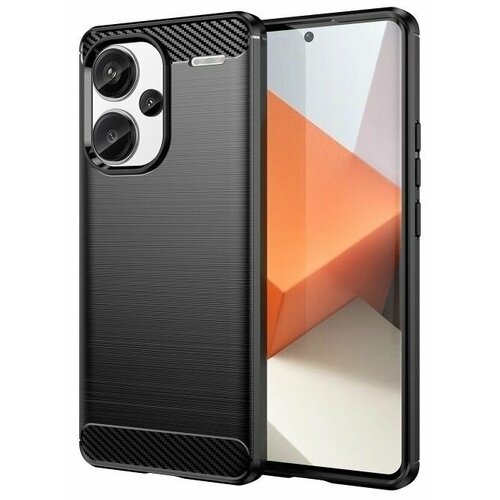 фото Чехол для xiaomi redmi note 13 pro plus (xiaomi redmi note 13 pro+ 5g) силиконовый карбон сталь чёрный new case