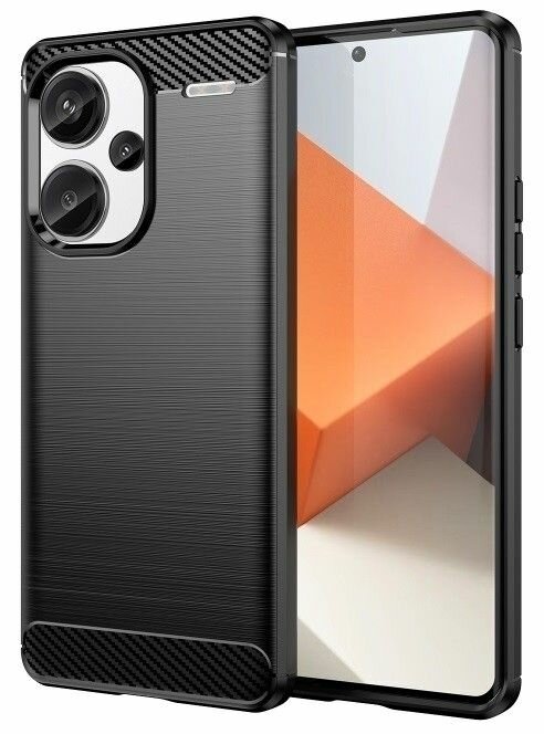 Чехол для Xiaomi Redmi Note 13 Pro Plus (Xiaomi Redmi Note 13 Pro+ 5G) силиконовый карбон сталь чёрный
