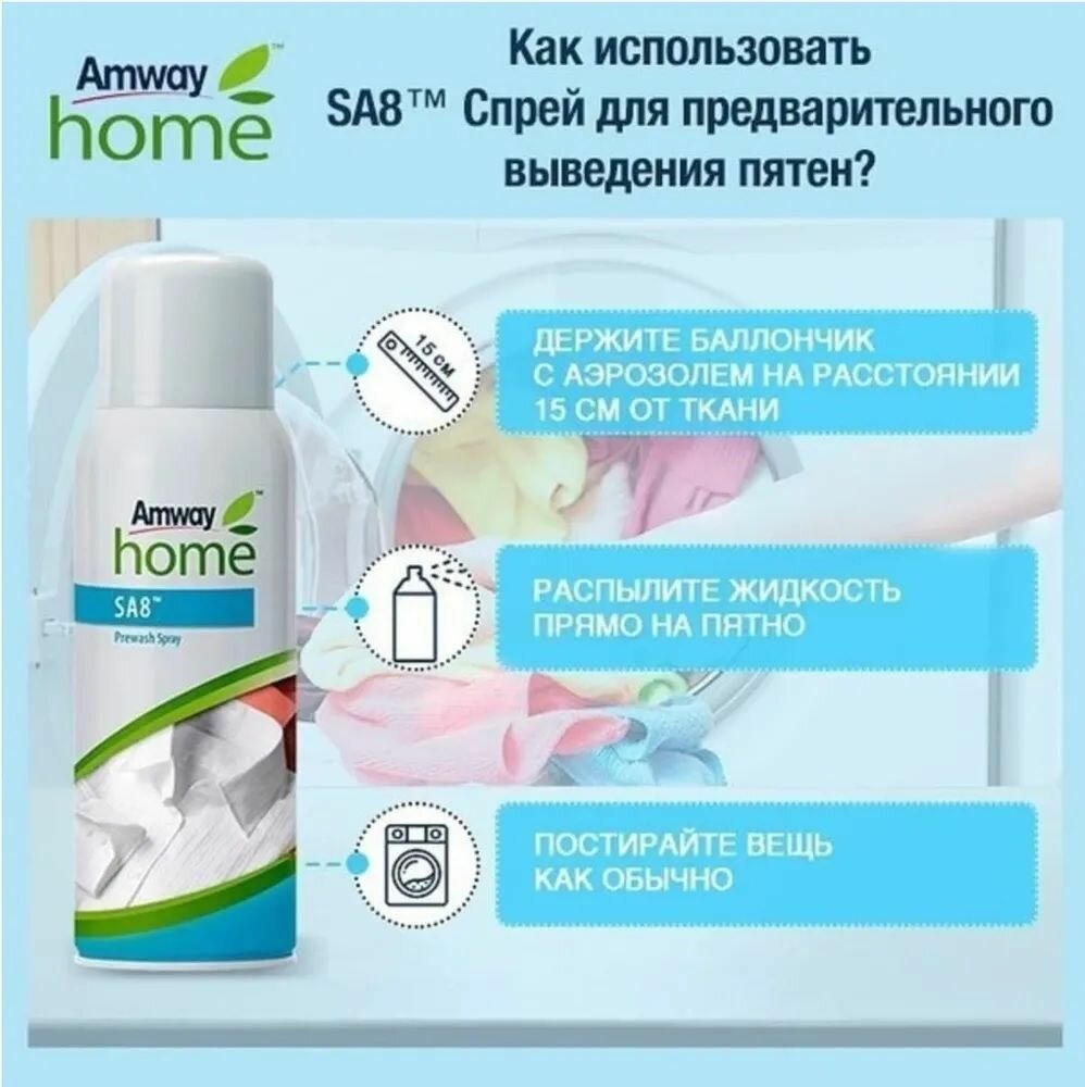Спрей для предварительного выведения пятен (пятновыводитель) Amway Home SA8 Prewash Spray 400 мл. 1 eд — фото 1