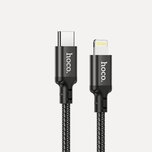 Изображение товара USB-C кабель HOCO X14 Double speed Lightning 8-pin, 3А, PD20W, 1м, нейлон (черный)
