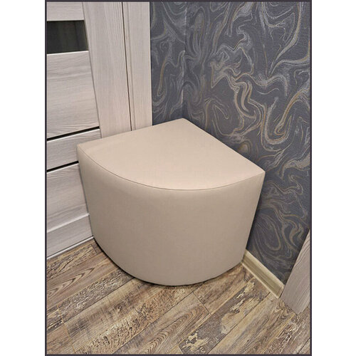 Пуфик для прихожей спальни мягкий угловой кожзам, бежевый, 43х43