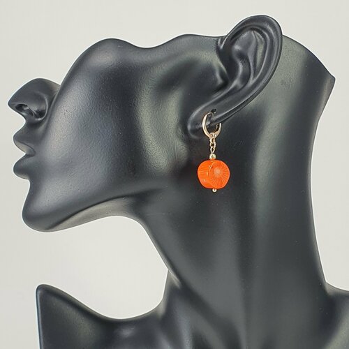 Серьги  Жемчужина Юга, коралл, размер 32 мм, оранжевый