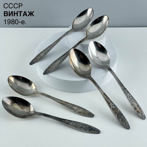 Винтажные столовые ложки Пламя 62 Набор 6 шт Мельхиор Кольчугино СССР 1980-е 4000₽