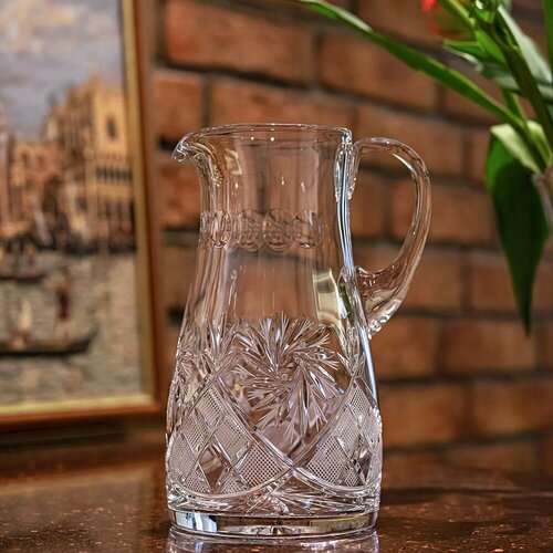 Хрустальный кувшин с ручкой для воды сока и безалкогольных напитков объем 1,2 литра Неман 9070 1000/1