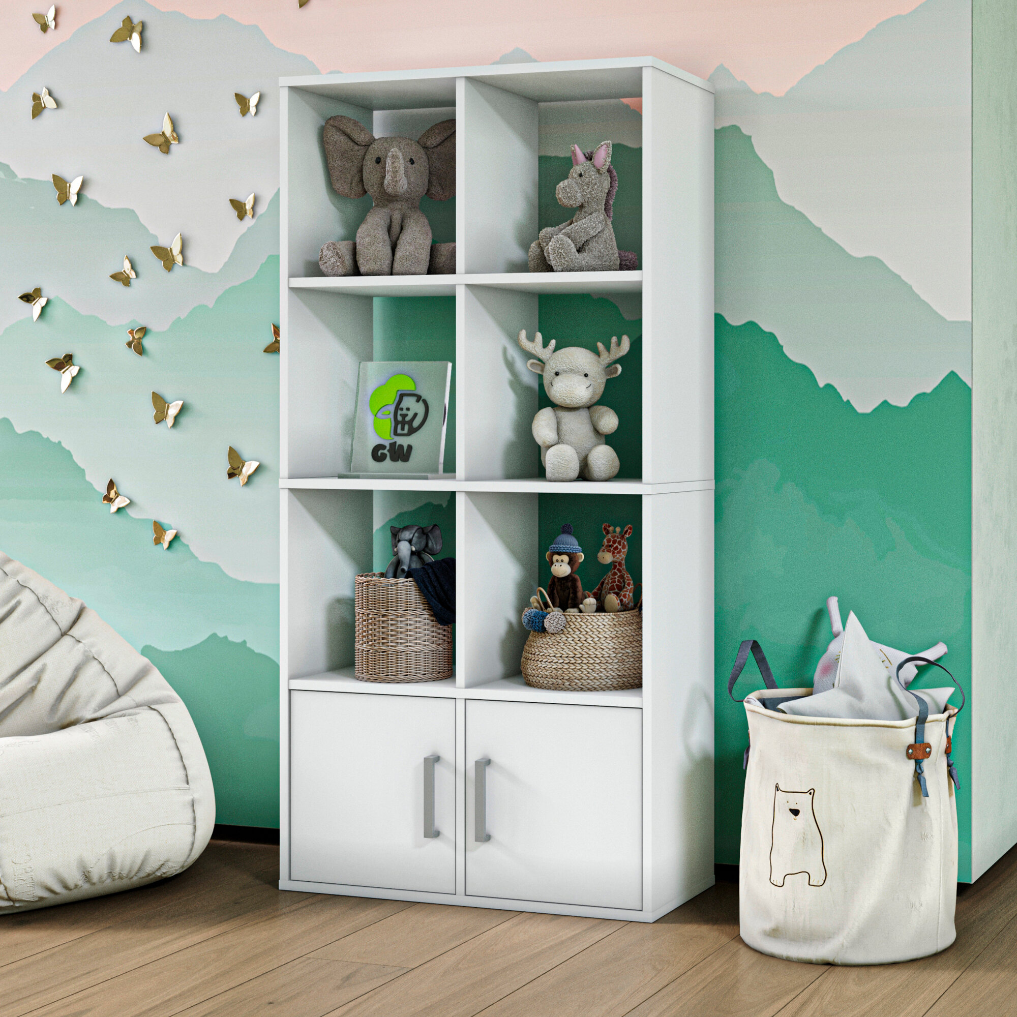 фото Стеллаж деревянный напольный для книг, игрушек, шкаф для книг