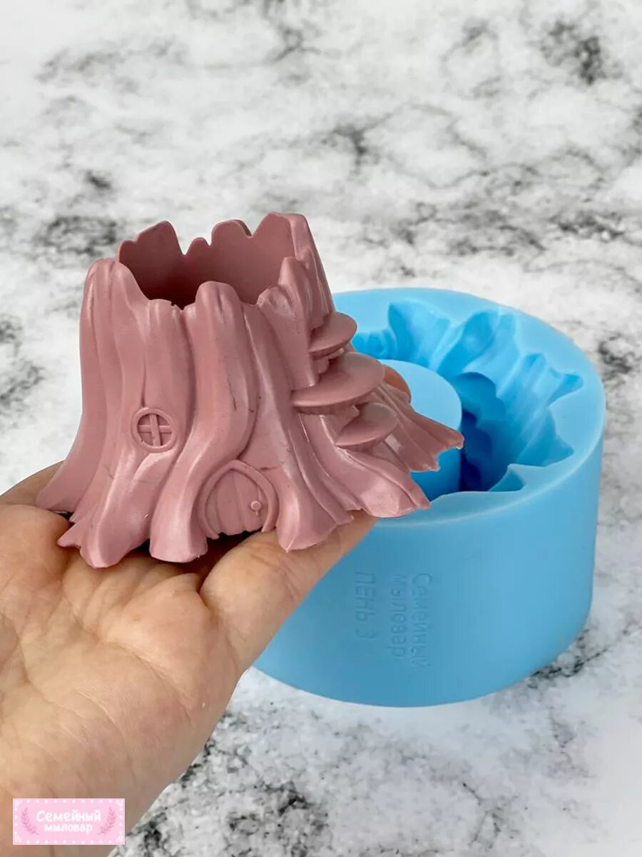 Молд для гипса форма эпоксидной смолы подсвечник кашпо Пень — фото 1