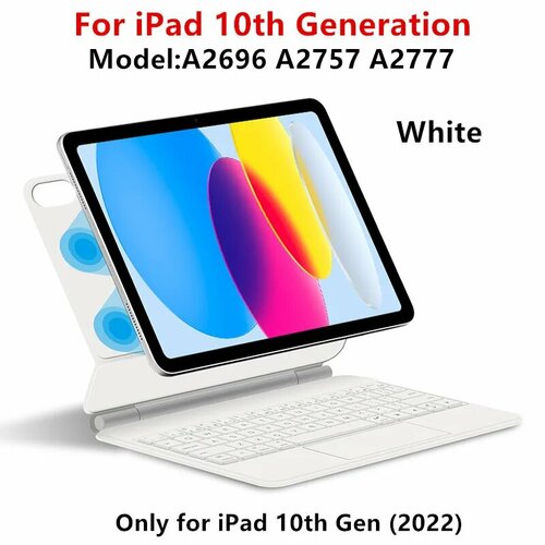 HUWEI Magic Keyboard для iPad 10, Pro 11, Air 4, Air 5, iPad 10th White, Russian Layout