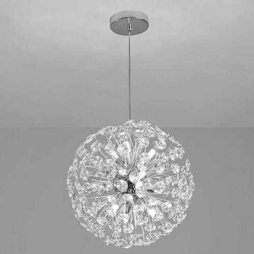 Люстра подвесная с кристаллами, серебро, G9, 40см