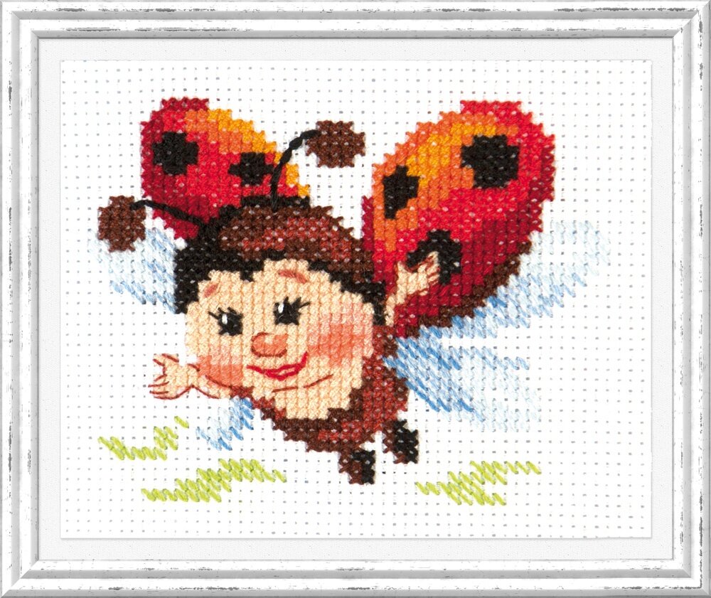 10-26 "Божья коровка". Набор для вышивания крестом Чудесная игла 9 х 7 см.