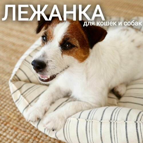 Лежанка ретро СССР 50х40х15 см для домашних животных, серая полоска, MRB_S/grey340