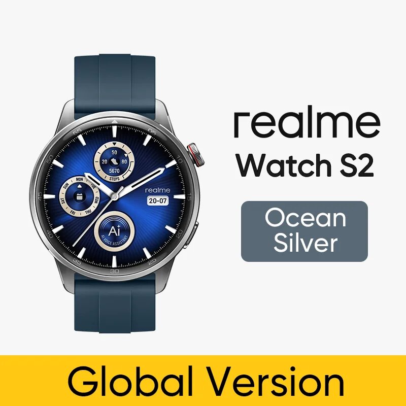 Глобальная версия Realme Watch S2 Смарт-часы 1,43-дюймовый AMOLED-дисплей 20-дневный срок службы батареи Spuer AI Engine IP68 Водонепроницаемые умные часы, Watch S2 Silver