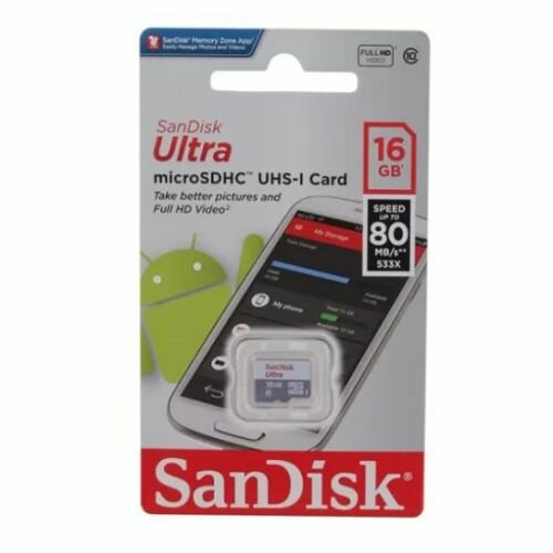 Карта памяти MicroSDHC 16GB SanDisk SDSQUNS-016G-GN3MN — фото 1