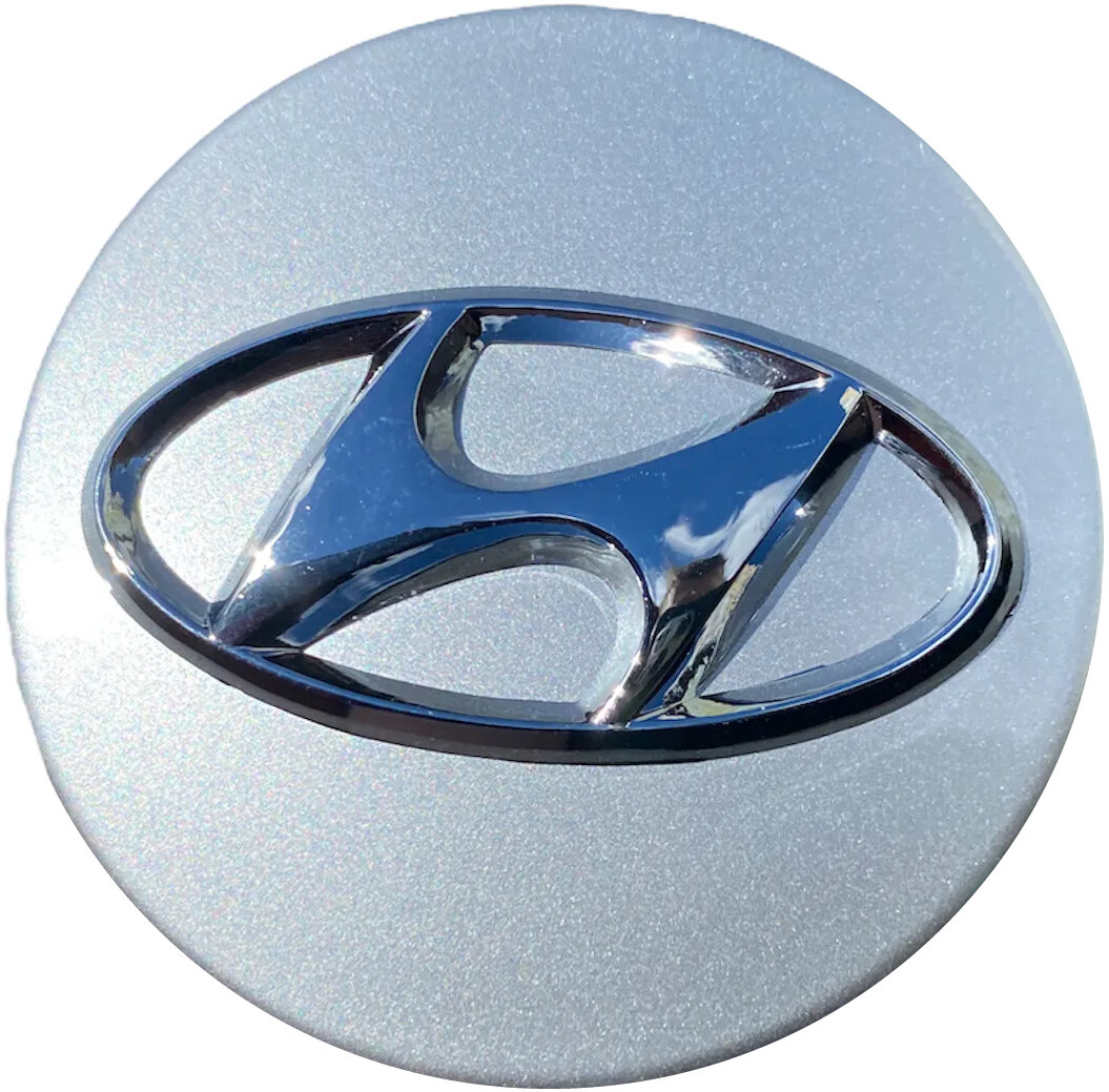 Колпачок - заглушка на литой диск Hyundai (Хендай), 60мм, серебристый