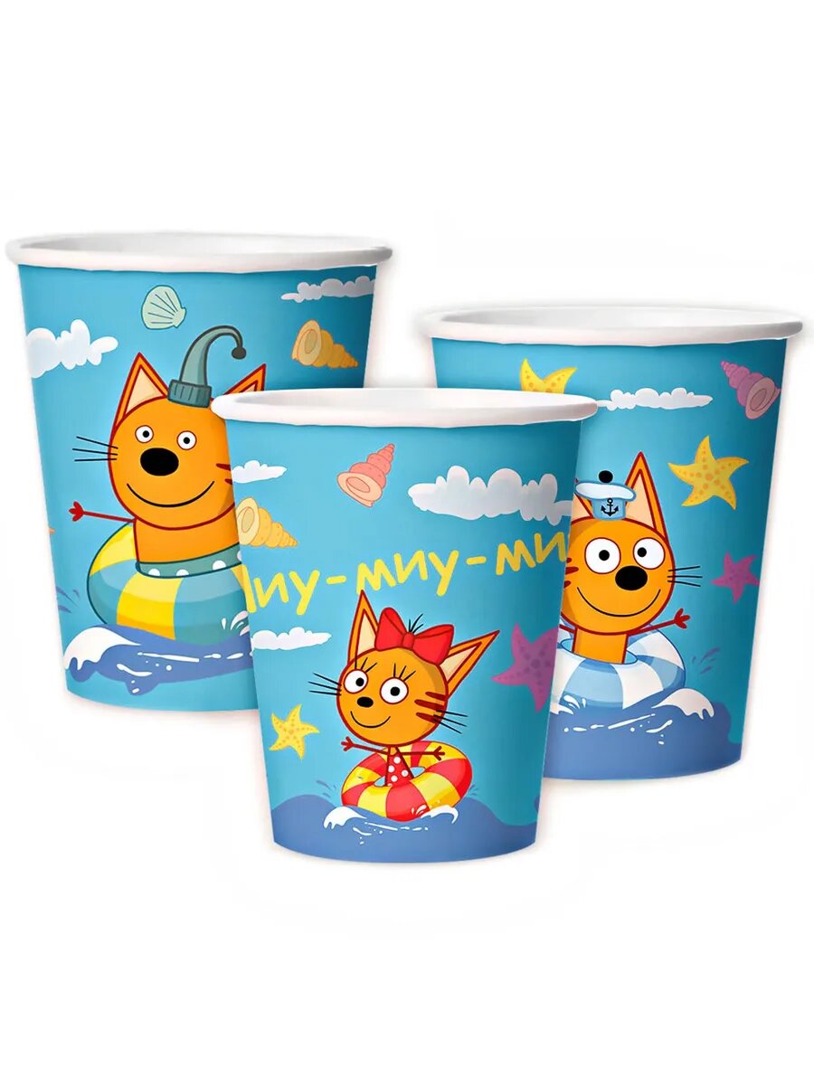 1упак. Стаканы (250 мл) Три Кота Морские приключения 6 шт.