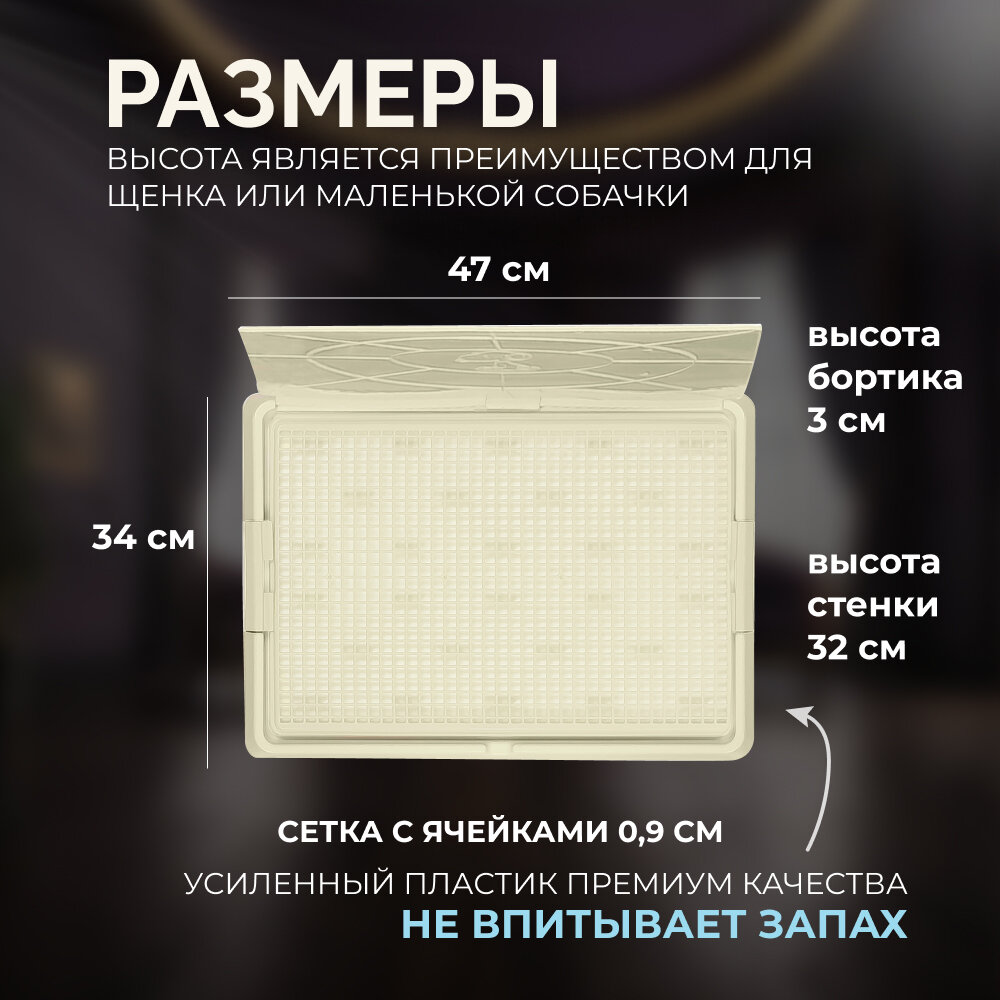 Картинки Туалет лоток для малых и средних собак Zoo One, со стенкой, 47х34х3 см, белый, P530-11