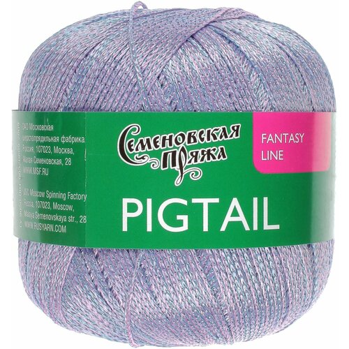 Семеновская пряжа Pigtail (пигтейл/ Косичка), 1 шт, цвет: Розовый Аква 100% хлопок 392 м 100 гр